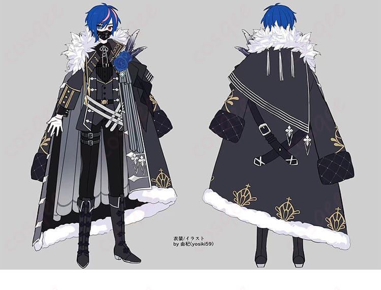 KAITO ニセモノクロームVer.衣装のアウター全体と装飾ディテールが分かる正面アップ写真