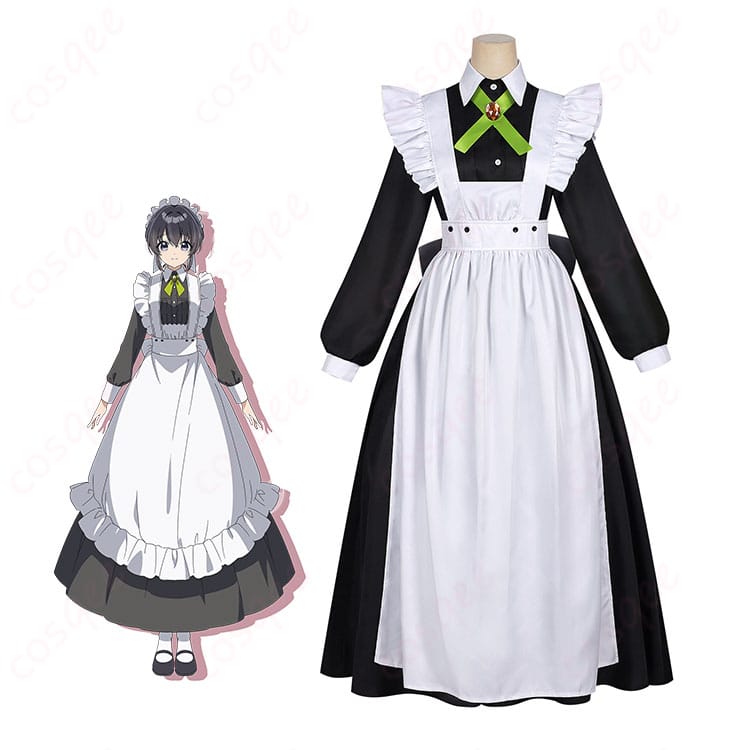 黒ワンピースと白エプロンのクラシカルメイド衣装を着用したモデルイメージ