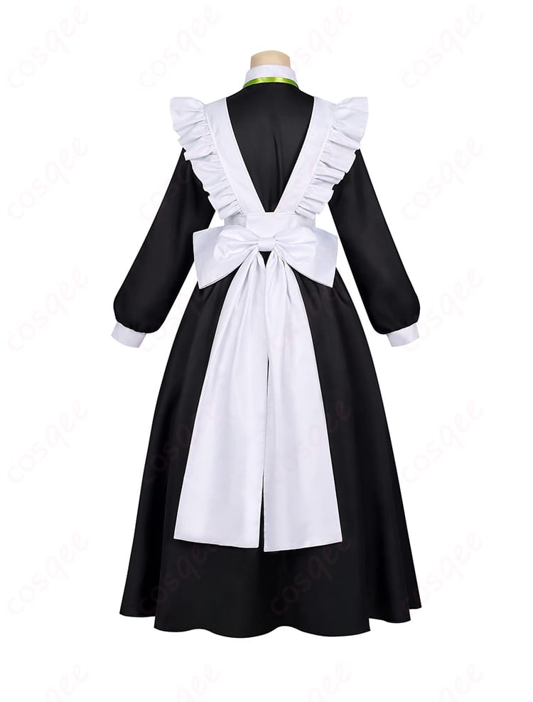 メイド服の背面。背面ファスナーとバックリボンの配置