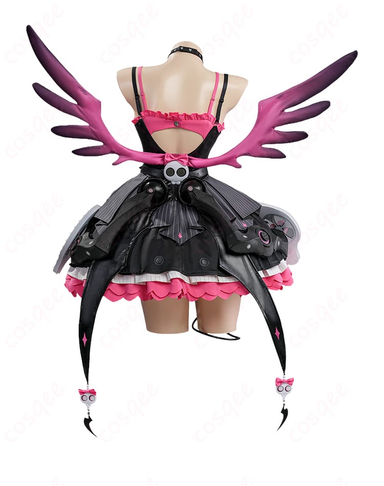 ゼンレスゾーンゼロ 小悪魔アイドル衣装の背面。背面メカアームと羽根パーツの構造が見える