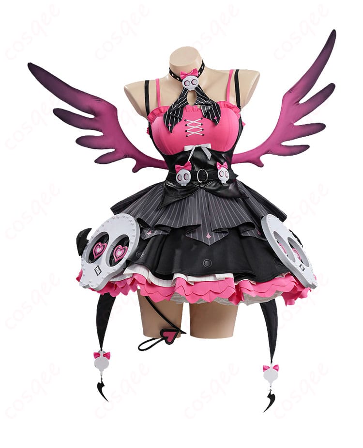 ゼンレスゾーンゼロ 小悪魔アイドル衣装の正面全体。コルセットとネクタイのディテールが分かる構図