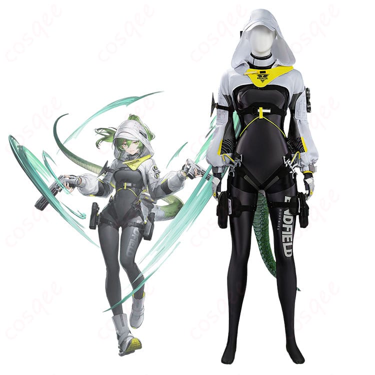 フローライトのキャラクターイメージと戦闘服一式を示す参考画像