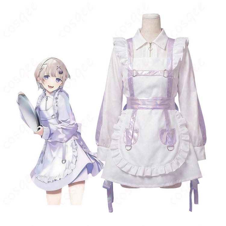 轟はじめ コラボカフェver.ウエイトレス衣装を着用したキャラクターイメージと衣装セットの全体図