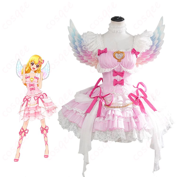 アイカツ!星宮いちごのオーロラキスコーデをイメージしたピンクドレス衣装とキャラクターイメージ