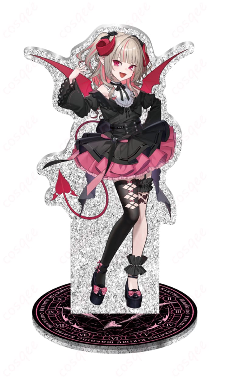 にじさんじ・魔界ノりりむの可愛いデビル系コスプレ衣装の全体イメージ。高発色ツイルとサテン切替、角・しっぽ風モチーフが映える商品画像