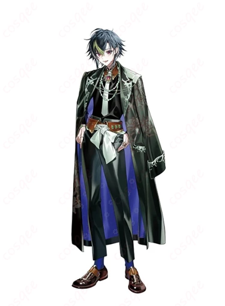 にじさんじ 伊波ライ Dytica 3rd Anniversary ロングコート衣装を着用した全身イメージ。黒のロングアウターのクールなシルエットがわかる商品画像。