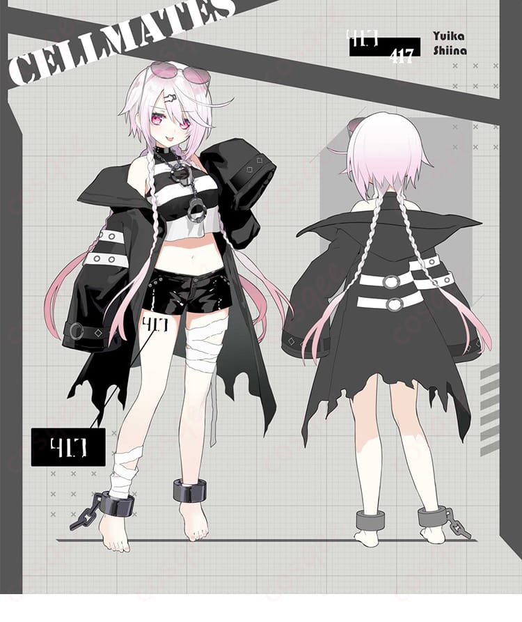 椎名唯華 囚人番号417 囚人服コスプレ衣装を着用した正面ビジュアルイメージ(にじさんじ)