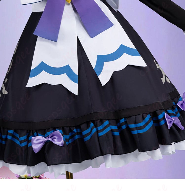 原神メイド風コスプレ衣装スカート背面の装飾詳細