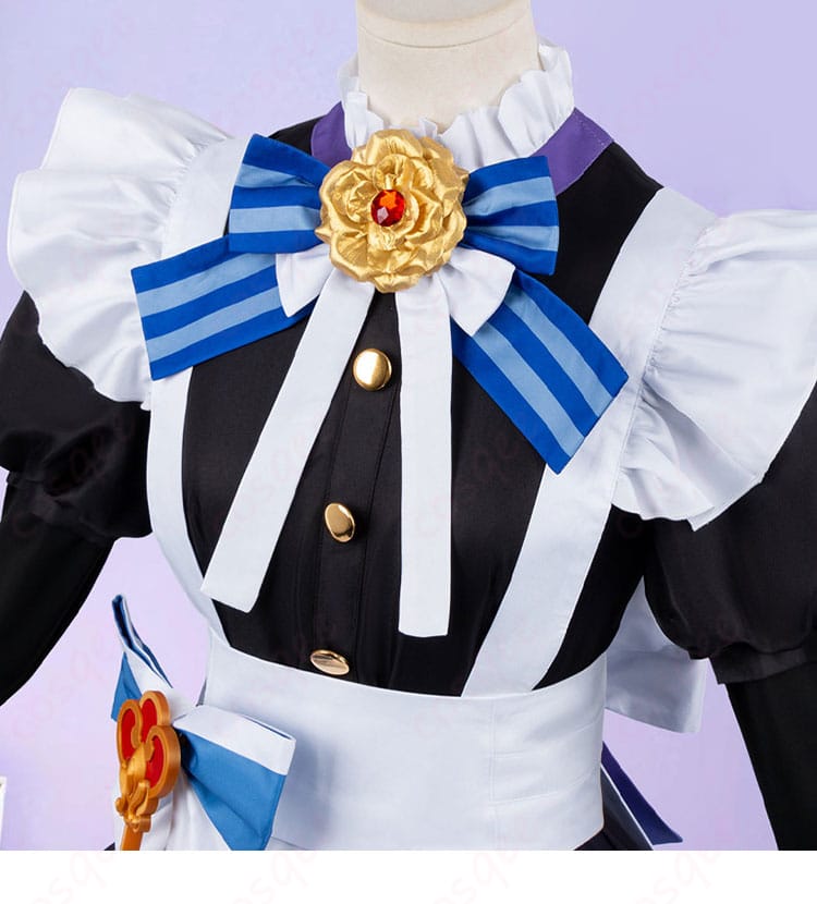 原神メイド風コスプレ衣装の襟元リボン装飾ディテール