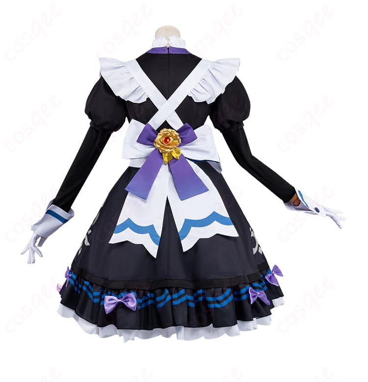 原神メイド風コスプレ衣装の背面デザインと背部蝶結び