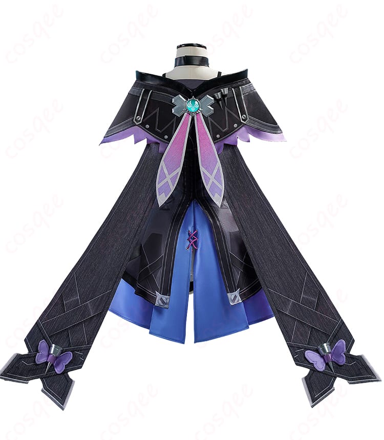 原神ファンタジードレス コスプレ衣装の背面全体(ケープの長さと衣帯位置)