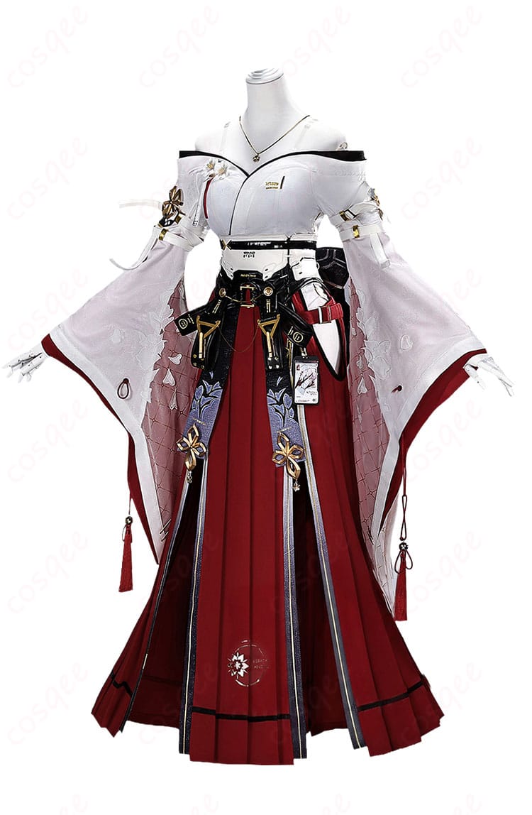 鳴潮 緋雪 巫女服コスプレの正面全体像(トップスとスカート)