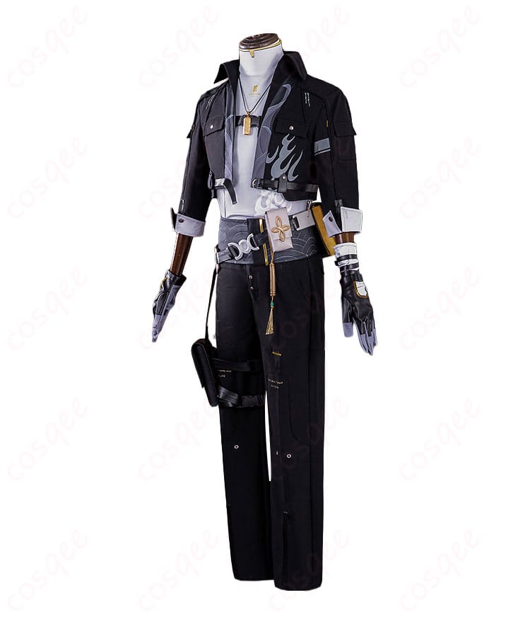 『鳴潮』漂泊者(男)コスプレ衣装の左側面にあるベルトポーチと衣装装飾のディテール