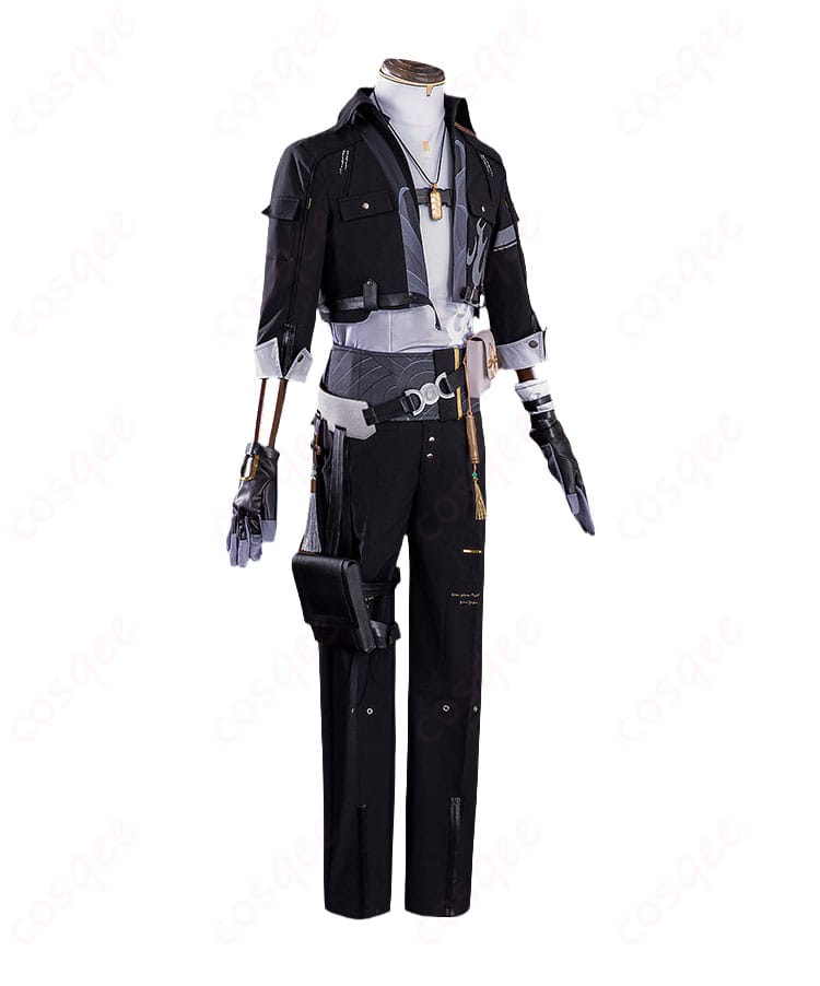 『鳴潮』漂泊者(男)コスプレ衣装の右側面にあるジャケットとレッグポーチのディテール