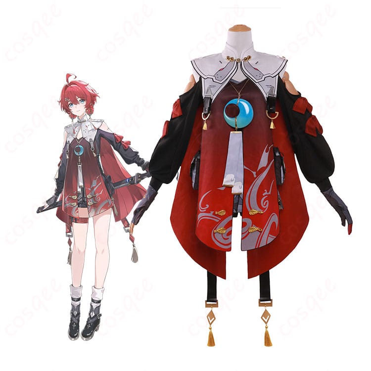 『鳴潮』丹瑾の侠客風コスプレ衣装を着用したキャラクターイメージと全身デザイン