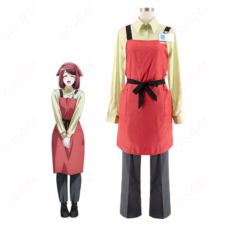 『スーパーの裏でヤニ吸うふたり』山田のスーパーS店員制服コスプレ衣装を着用した全身イメージ