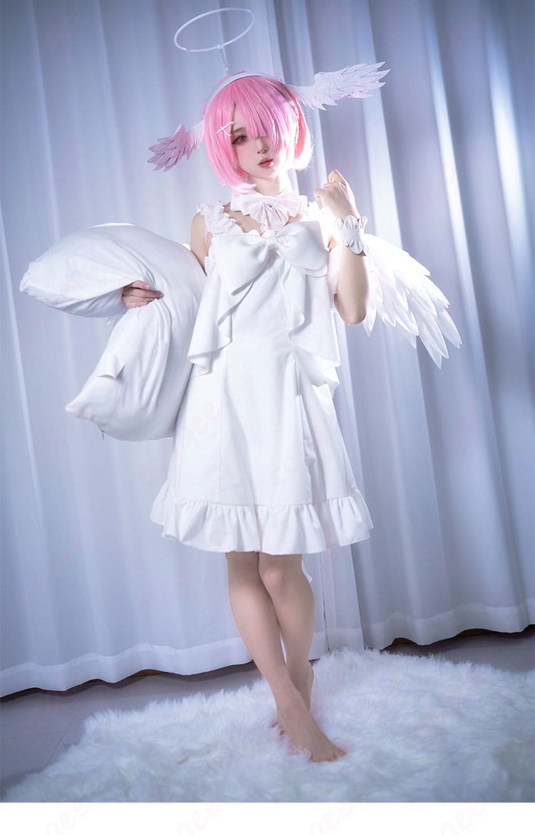 『Re:ゼロから始める異世界生活』ラム&レム スイートエンジェルver.コスプレ衣装の正面全体