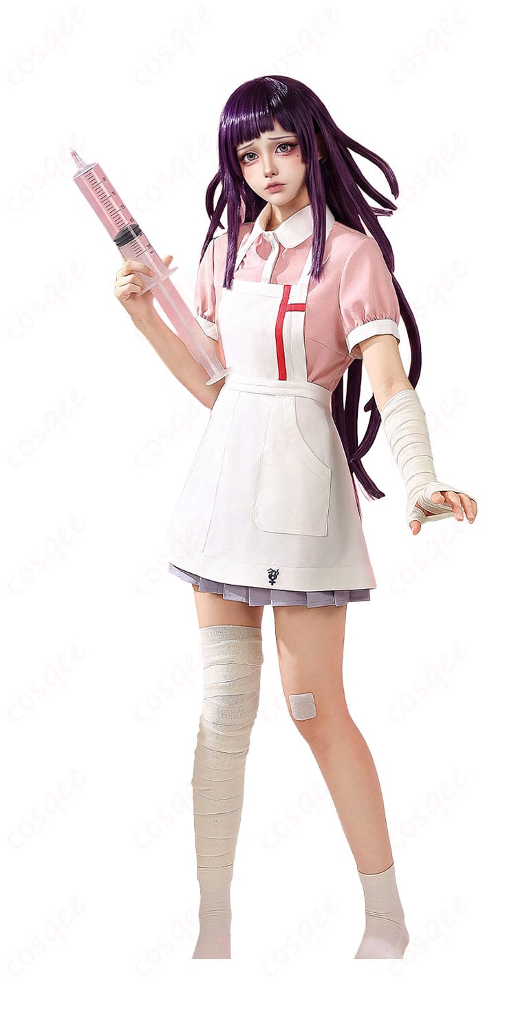 罪木蜜柑ナース風制服コスプレのブラウス、エプロン、包帯の着用ディテール