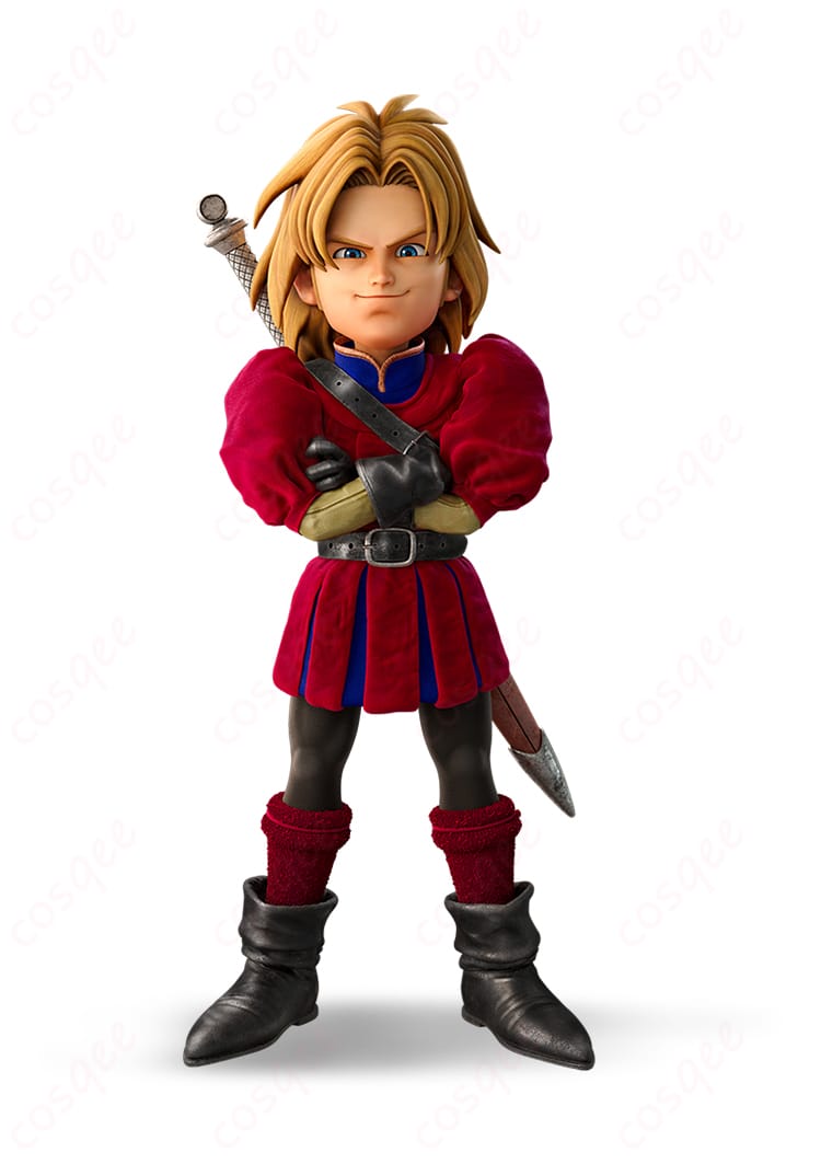 キーファ・グランのコスプレ衣装を着用したキャラクタービジュアル。高コントラスト配色とバトル系のクールなシルエットを紹介。