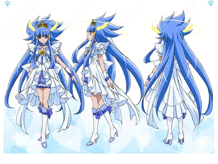 スマイルプリキュア！ 青木れいか プリンセスフォームのブルー基調スカートを含む全身コスプレ衣装イメージ
