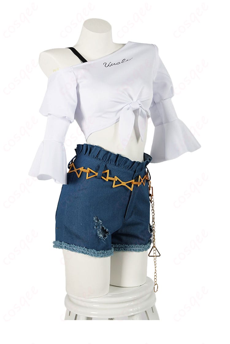 トーセンジョーダン私服Ver.コスプレ衣装の側面シルエット、腰チェーン付きスタイル
