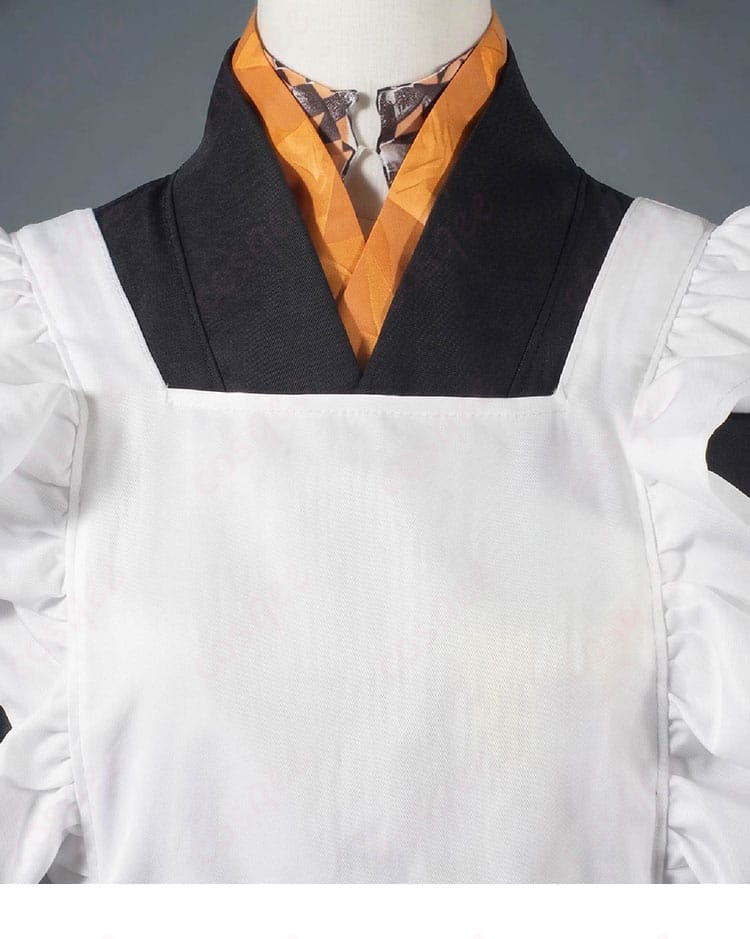 儒烏風亭らでん メイド服コスプレ衣装の襟元装飾とチョーカー部分のディテール