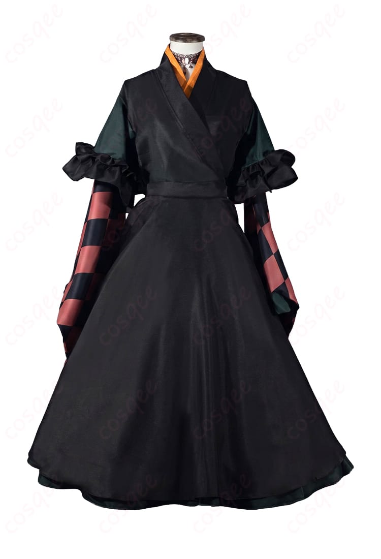 儒烏風亭らでん メイド服コスプレ衣装のスカート前面とエプロンのディテール