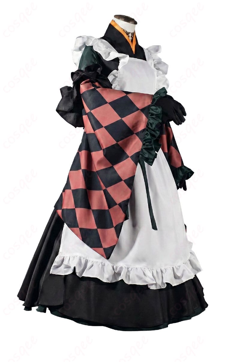 hololive 儒烏風亭らでん メイド服コスプレ衣装のサイドシルエットとウエスト装飾