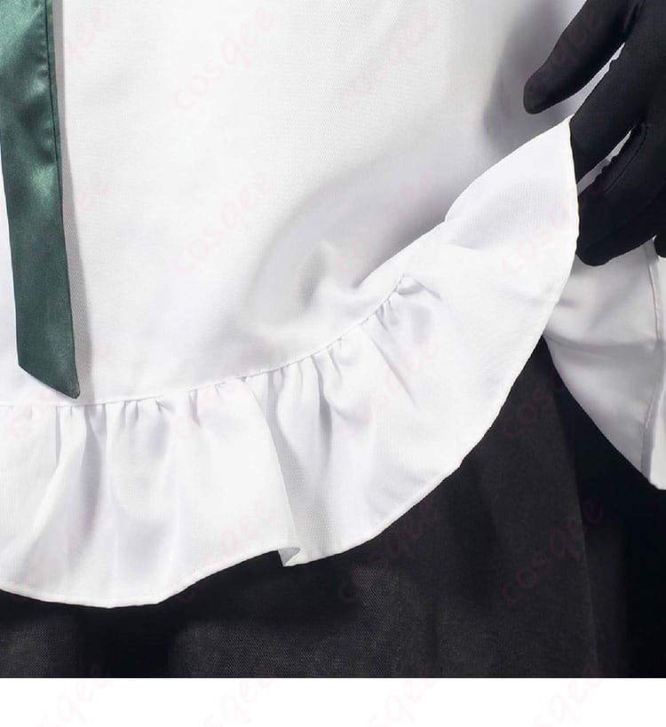 儒烏風亭らでん メイド服コスプレ衣装のエプロン裾とスカート装飾のディテール