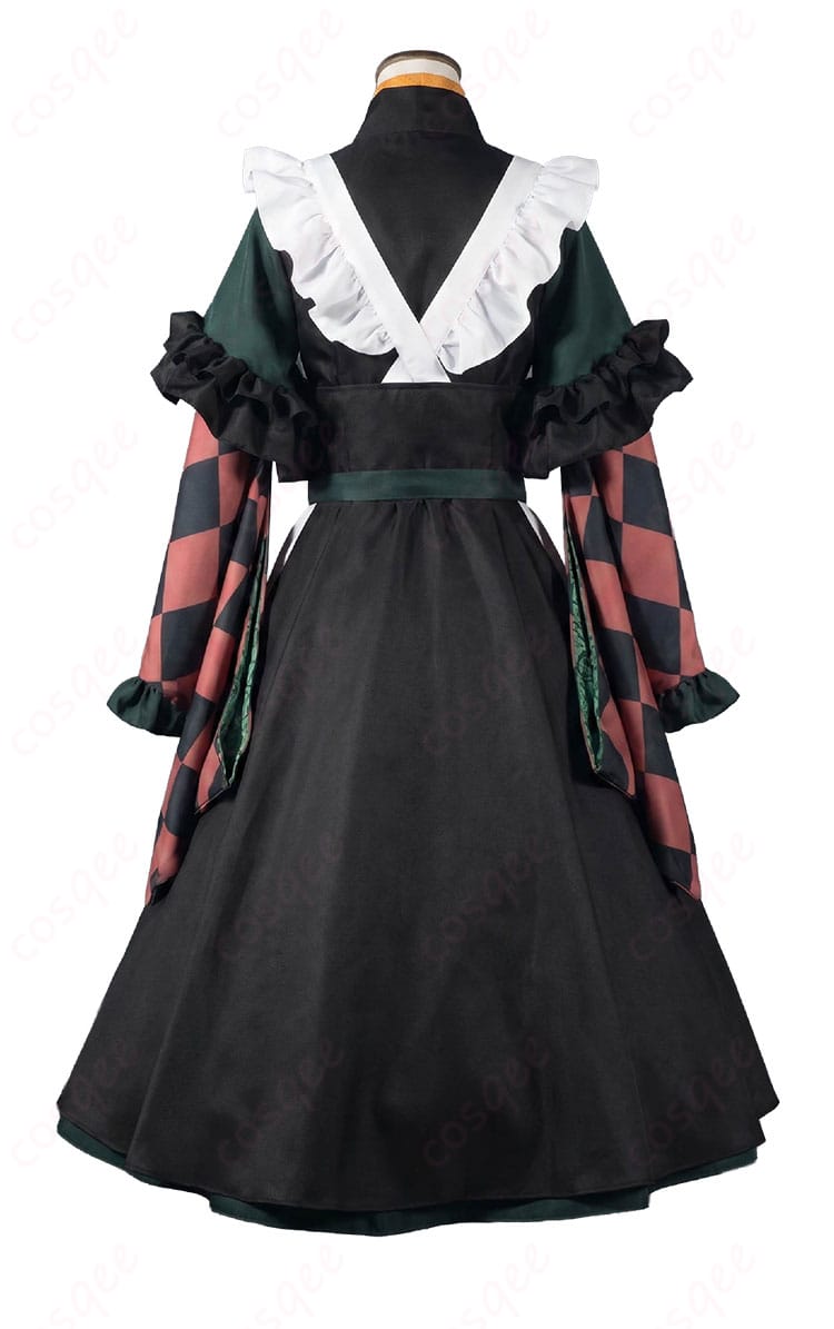 hololive 儒烏風亭らでん メイド服コスプレ衣装の背面デザインとリボン装飾