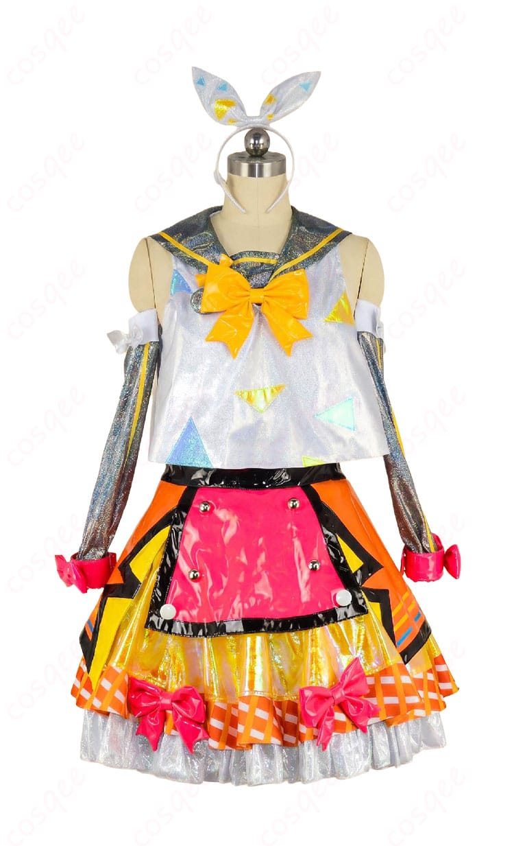 鏡音リン マジカルミライ 2018風コスプレ衣装のトップスとスカート正面