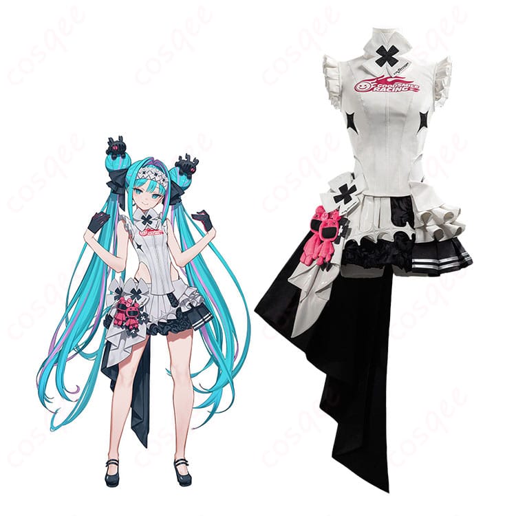 初音ミク GTプロジェクト レーシングミク2026カフェVer.のコスプレ衣装を着用した全身イメージ