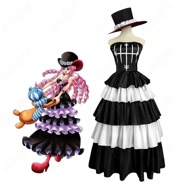 ONE PIECE ペローナ 2年後Ver.ゴスロリ風コスプレ衣装のキャラクター着用イメージと衣装全体