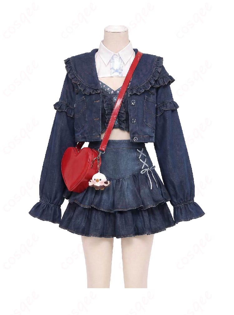 水面まどか デニムセットアップ私服Ver.コスプレ衣装の正面デザイン