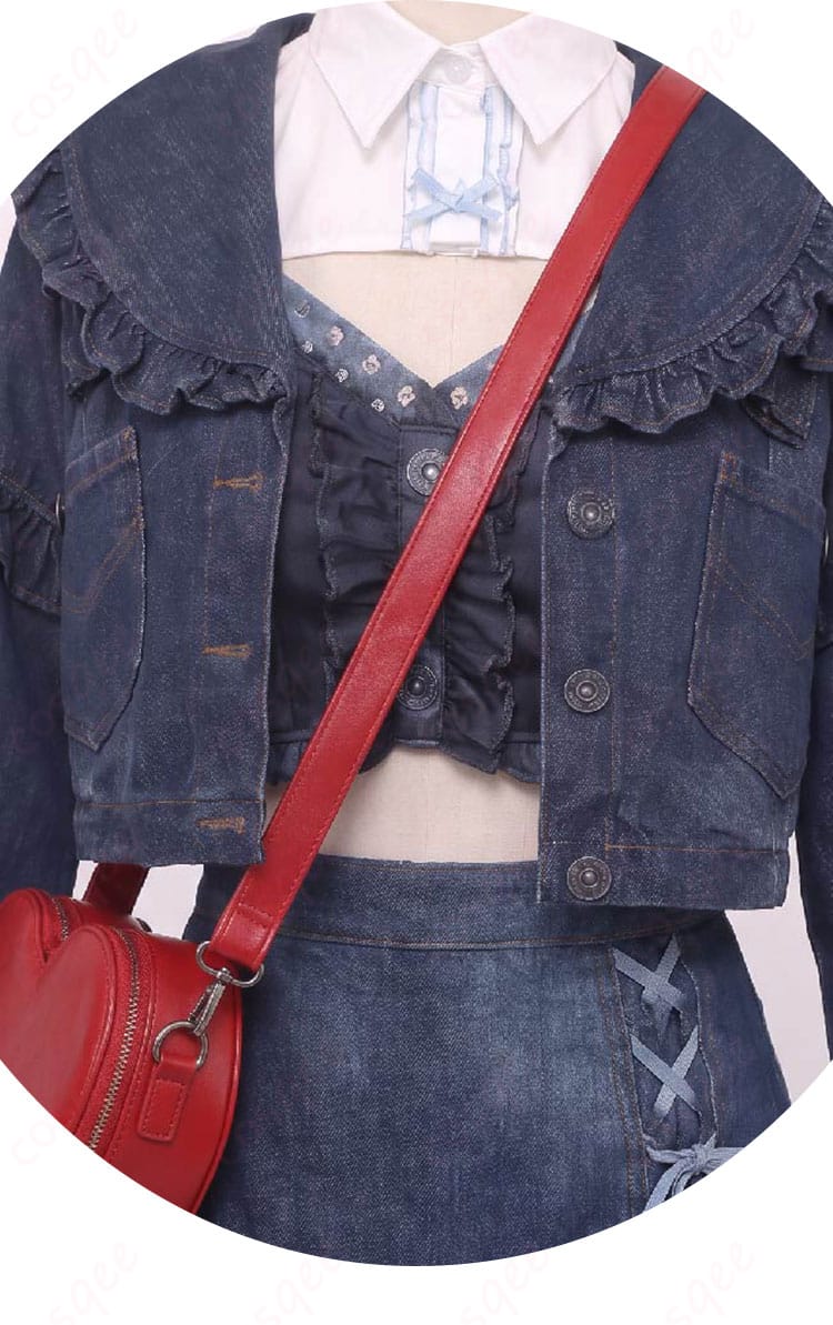 水面まどか デニムセットアップ私服Ver.ジャケット前立てのディテール