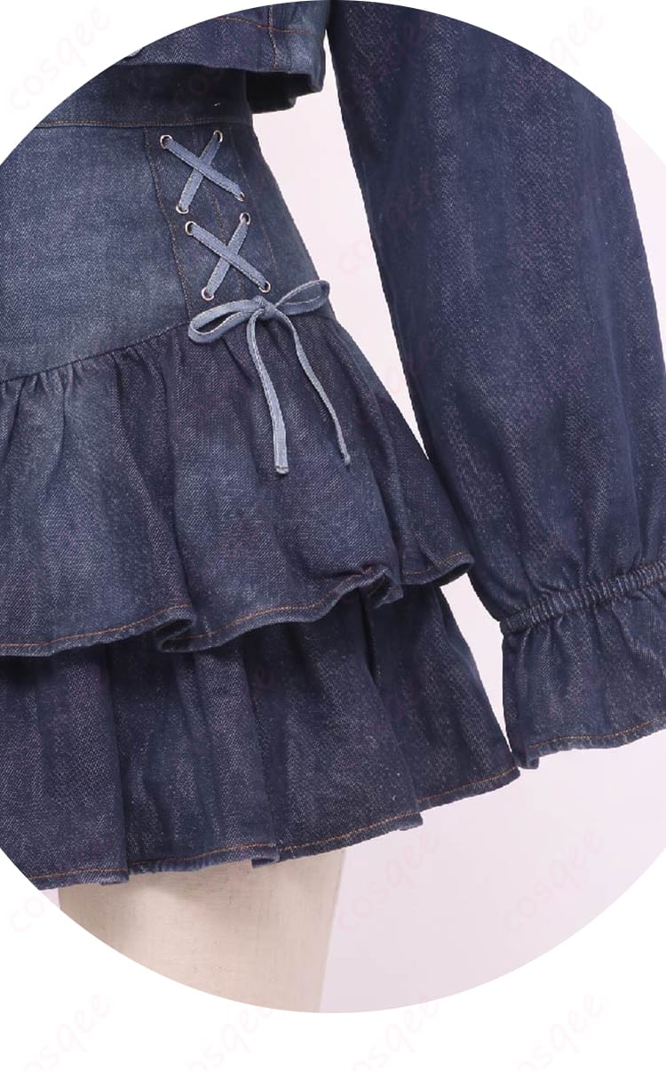 水面まどか デニムセットアップ私服Ver.スカート裾装飾のディテール