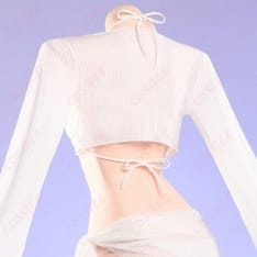 シンデレラ クリスタルウェーブ水着コスプレ衣装｜花飾り付き高再現セット - 4枚目の画像（サムネイル）