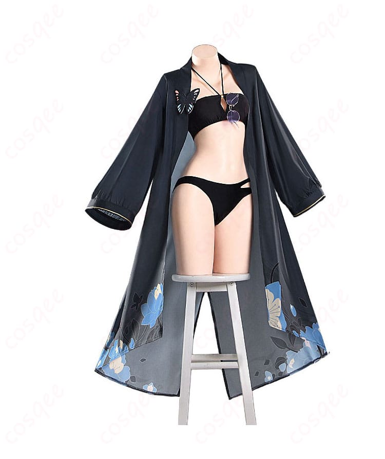 竜華キサキ水着コスプレ衣装の花柄ロングアウター側面