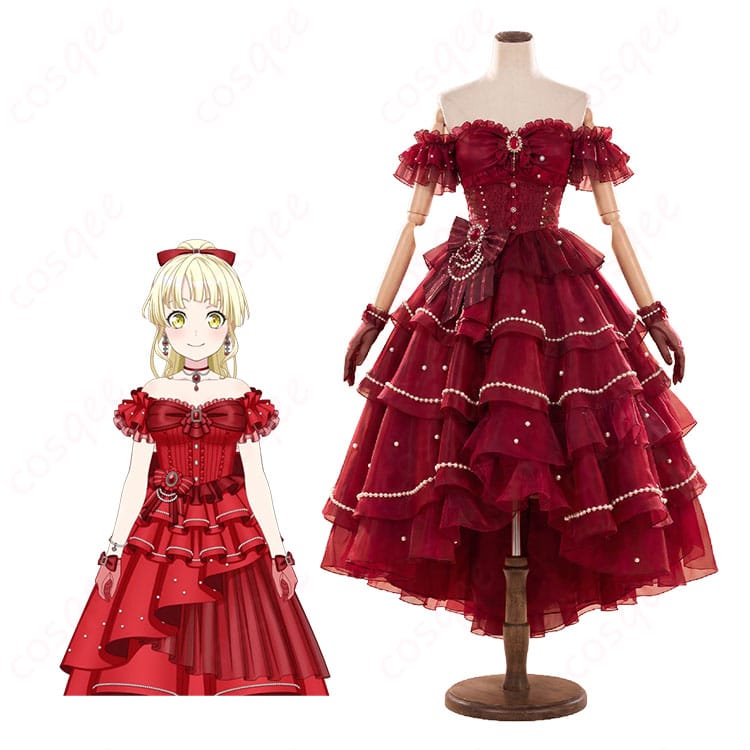 弦巻こころ［夢みたいな］特訓後のキャラクターイメージと深紅のフリルドレス衣装