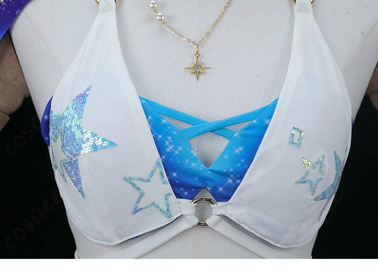 ロビン「夏空の歌」コスプレ衣装の襟元とトップス装飾