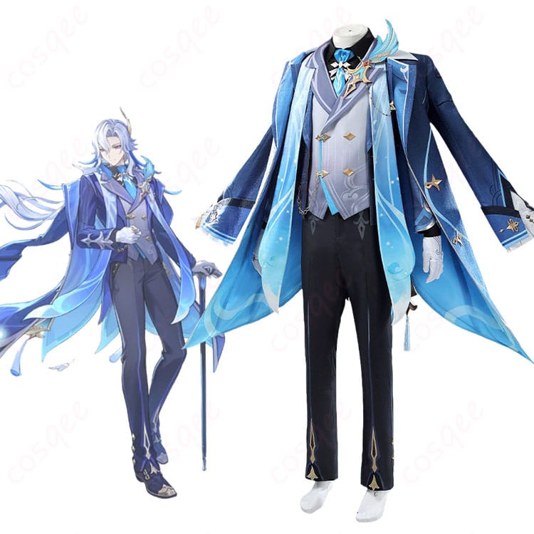 原神ヌヴィレットのキャラクタービジュアルと「メリュジーヌの贈り物」衣装比較
