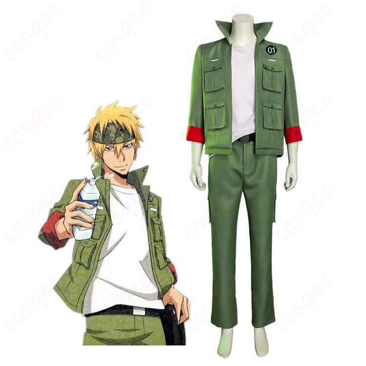 『家庭教師ヒットマンREBORN!』コロネロのキャラクターイメージとグリーン軍服風コスプレ衣装