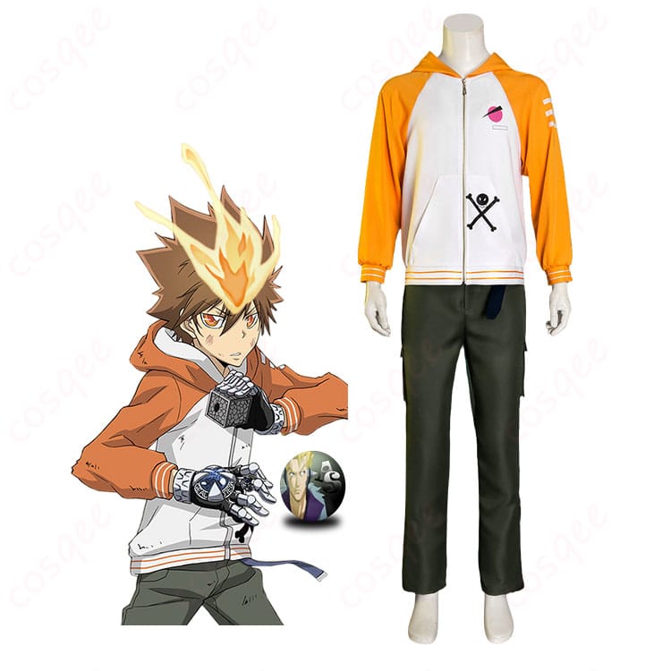 沢田綱吉のキャラクターイメージと未来編オレンジパーカー衣装の比較