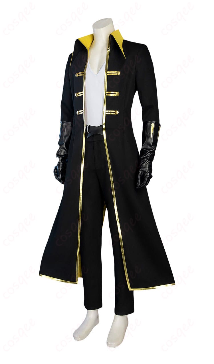 アルカードのコスプレ衣装を側面から見たロングコートの端正なシルエット