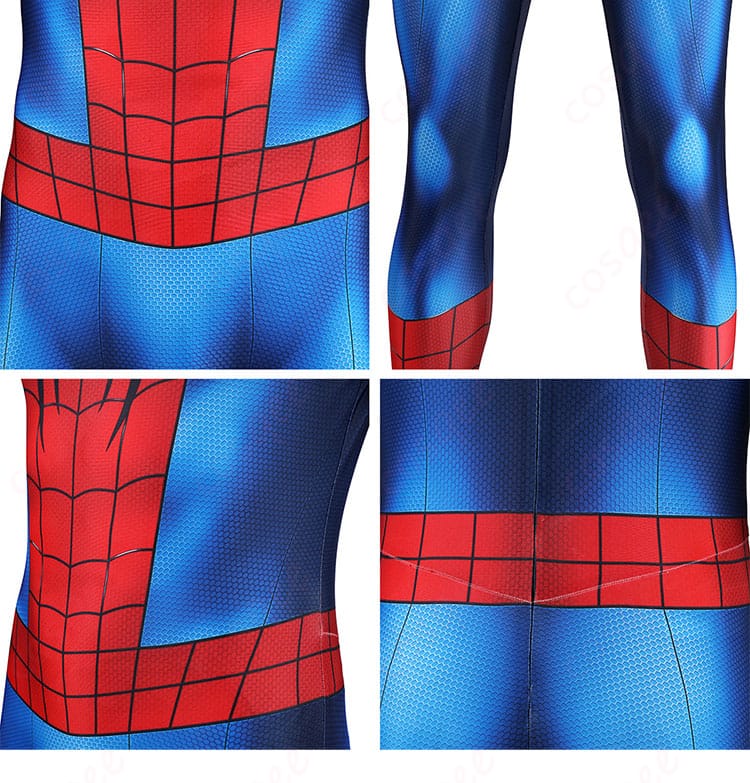 スパイダーマン全身ボディスーツのウエスト周辺ディテール