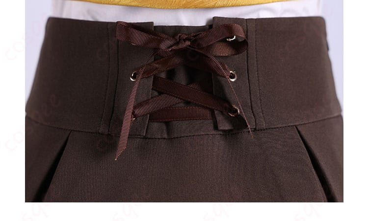 制服風スカート後部の結び紐とウエストまわりのディテール