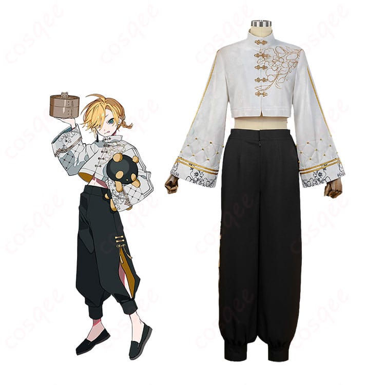 鏡音レンのキャラクタービジュアルとツリービレッジカフェ風チャイナ衣装の商品構成