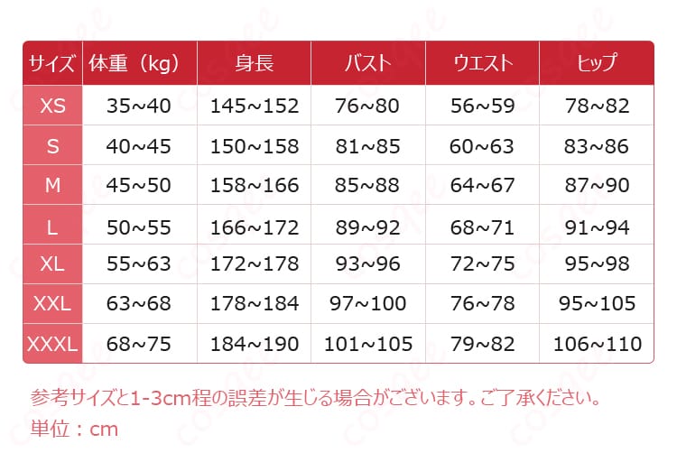 原神ミティヤ研究者コスプレ衣装のSからXXLまでのサイズ案内