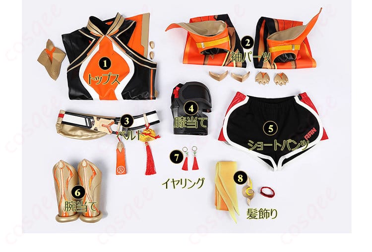 アンラン コスプレ衣装のトップスや防具を含む8種セット内容