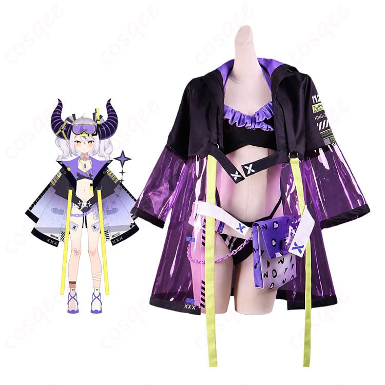 ラプラス・ダークネスのキャラクタービジュアルとホロナツ水着コスプレ衣装の商品イメージ
